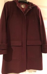 J. Crew Long maroon hooded jacket
